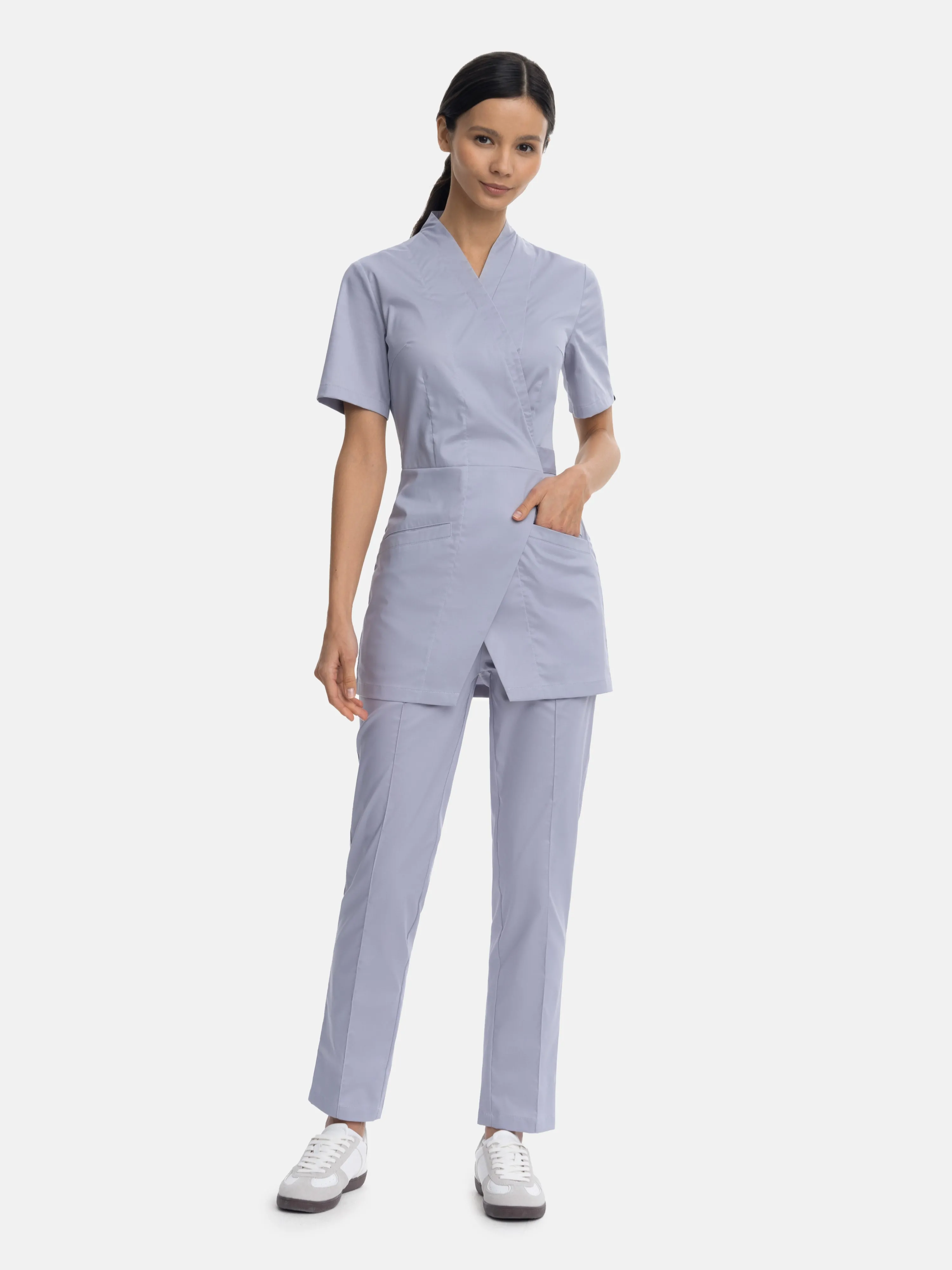 Женский медицинский костюм CWT27-P11 (светло-серый)